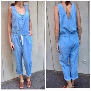 Light denim jumper with drawstring
